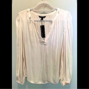 NEW Banana Republic Long Sleeve V-neck Blouse | Women’s Large | Ivory/white